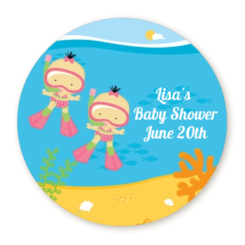  Under the Sea Asian Baby Girl Twins Snorkeling - Personalized Baby Shower Table Confetti 