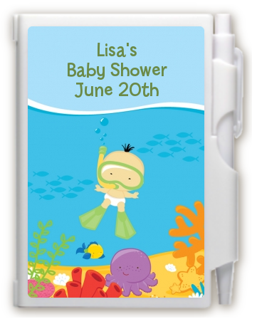 Under the Sea Asian Baby Snorkeling - Baby Shower Personalized Notebook Favor