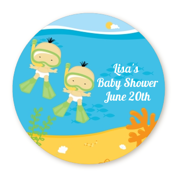  Under the Sea Asian Baby Twins Snorkeling - Personalized Baby Shower Table Confetti 
