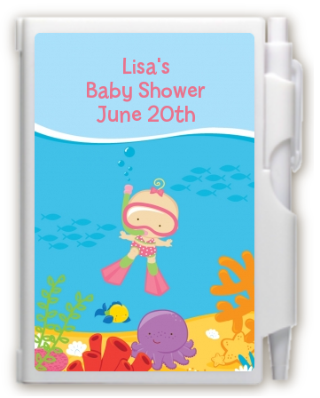 Under the Sea Baby Girl Snorkeling - Baby Shower Personalized Notebook Favor