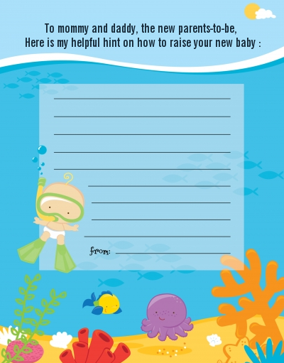 Under the Sea Baby Snorkeling - Baby Shower Notes of Advice