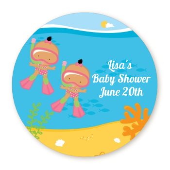  Under the Sea Hispanic Baby Girl Twins Snorkeling - Personalized Baby Shower Table Confetti 