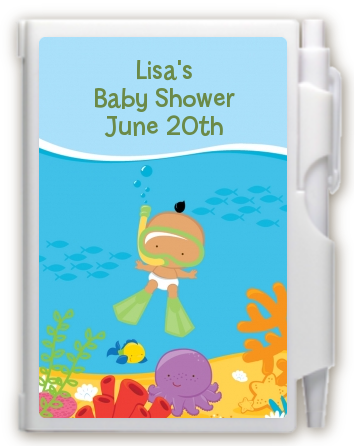 Under the Sea Hispanic Baby Snorkeling - Baby Shower Personalized Notebook Favor