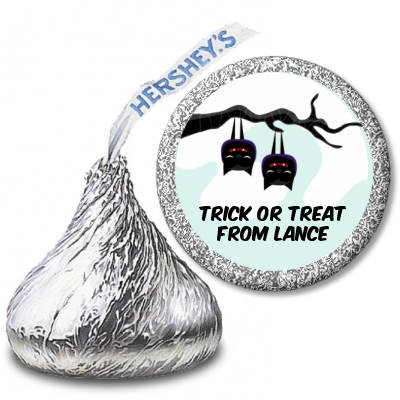 Upside Down Bats - Hershey Kiss Halloween Sticker Labels