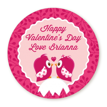  Valentine Animals - Round Personalized Valentines Day Sticker Labels Option 1