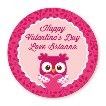  Valentine Animals - Round Personalized Valentines Day Sticker Labels Option 1