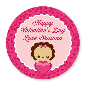  Valentine Animals - Round Personalized Valentines Day Sticker Labels Option 1