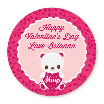  Valentine Animals - Round Personalized Valentines Day Sticker Labels Option 1