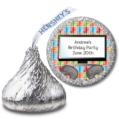 Video Game Time - Hershey Kiss Birthday Party Sticker Labels