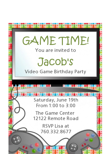 Video Game Time - Birthday Party Petite Invitations