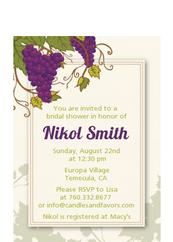 Vineyard Splash - Bridal Shower Petite Invitations