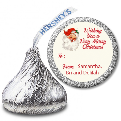 Vintage Santa - Hershey Kiss Christmas Sticker Labels