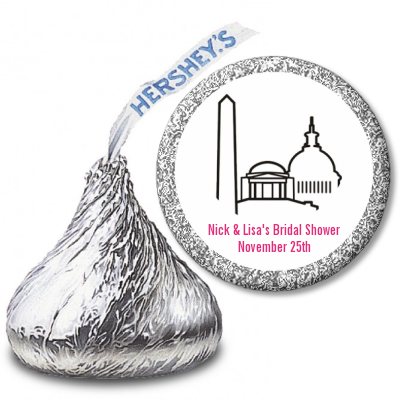 Washington DC Skyline - Hershey Kiss Bridal Shower Sticker Labels