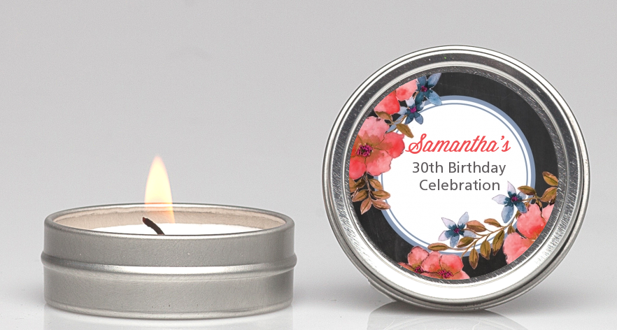  Watercolor Floral - Birthday Party Candle Favors Option 1