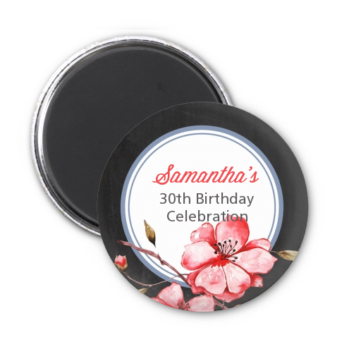  Watercolor Floral - Personalized Birthday Party Magnet Favors Option 1