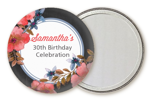 Watercolor Floral - Personalized Birthday Party Pocket Mirror Favors Option 1