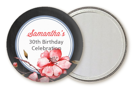  Watercolor Floral - Personalized Birthday Party Pocket Mirror Favors Option 1