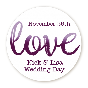  Watercolor LOVE - Round Personalized Bridal Shower Sticker Labels 