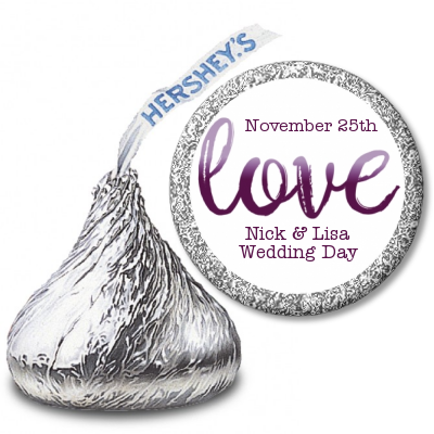 Watercolor LOVE - Hershey Kiss Bridal Shower Sticker Labels