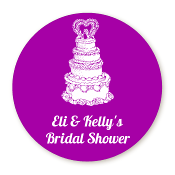  Wedding Cake - Round Personalized Bridal Shower Sticker Labels 