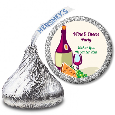 Wine & Cheese - Hershey Kiss Bridal Shower Sticker Labels