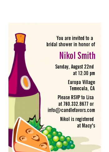 Wine & Cheese - Bridal Shower Petite Invitations