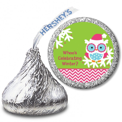 Winter Owl - Hershey Kiss Christmas Sticker Labels