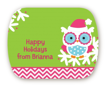 Winter Owl - Personalized Christmas Rounded Corner Stickers