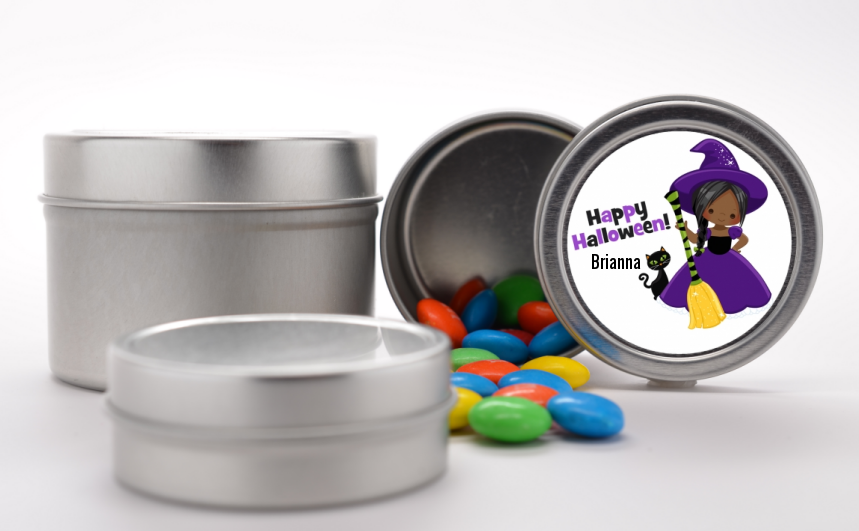  Witch and Broom Stick - Custom Halloween Favor Tins Option 1