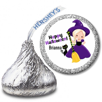  Witch and Broom Stick - Hershey Kiss Halloween Sticker Labels Option 1