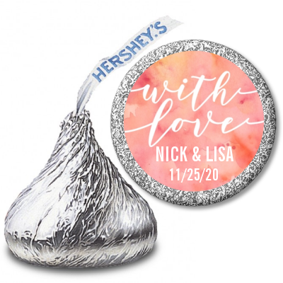 With Love - Hershey Kiss Bridal Shower Sticker Labels