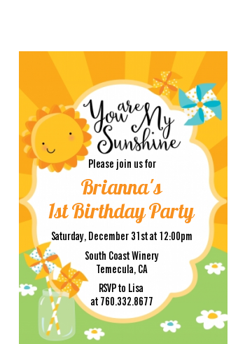 You Are My Sunshine - Birthday Party Petite Invitations