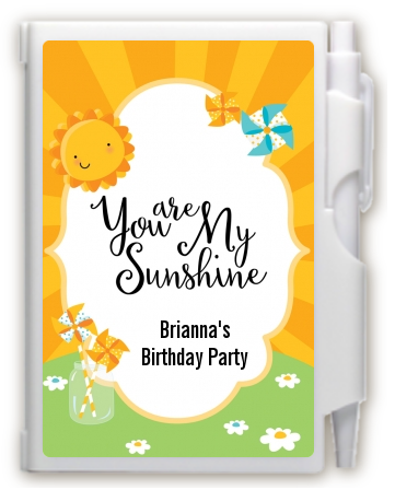 You Are My Sunshine - Birthday Party Personalized Notebook Favor