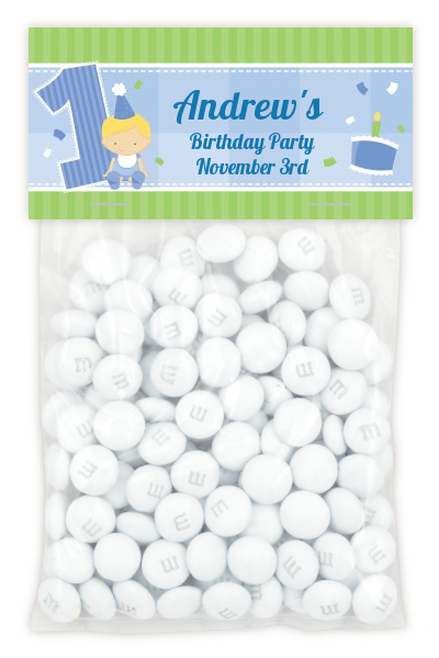1st Birthday Boy - Custom Birthday Party Treat Bag Topper