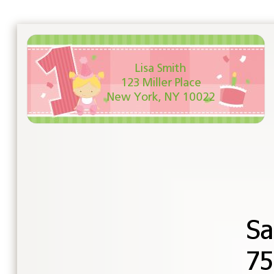 1st Birthday Girl - Birthday Party Return Address Labels