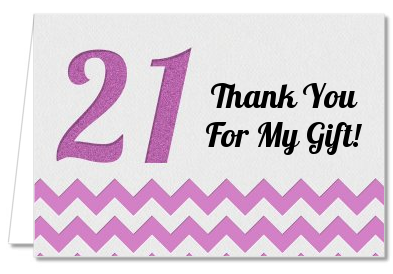  21st Birthday Chevron Pattern - Birthday Party Thank You Cards Pink