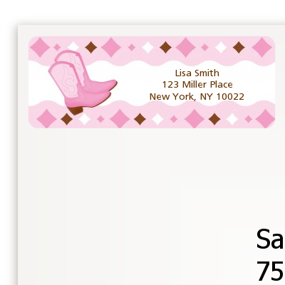 Cowgirl Western - Baby Shower Return Address Labels