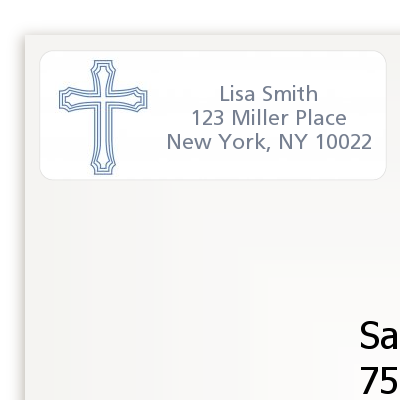 Cross Blue - Baptism / Christening Return Address Labels