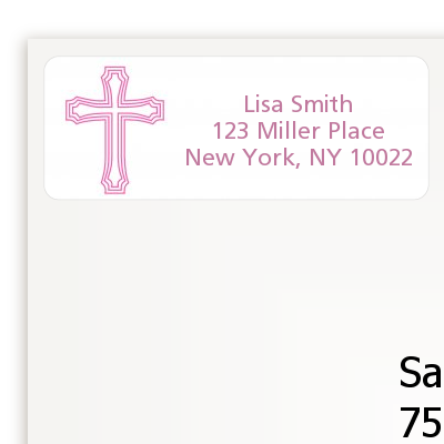 Cross Pink - Baptism / Christening Return Address Labels