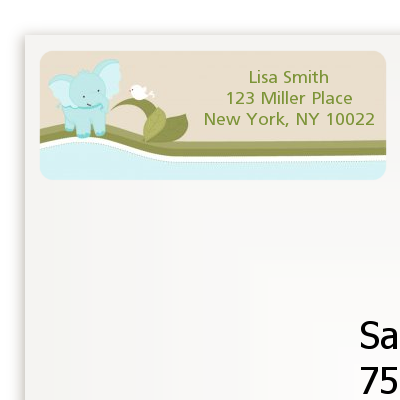 Elephant Baby Blue - Baby Shower Return Address Labels