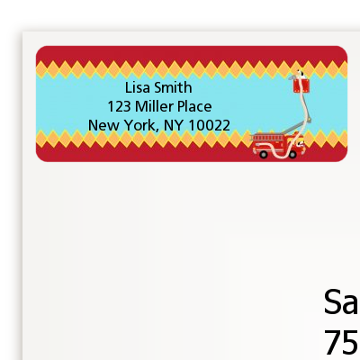 Fire Truck - Birthday Party Return Address Labels