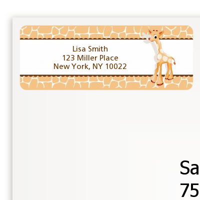 Giraffe Brown - Baby Shower Return Address Labels