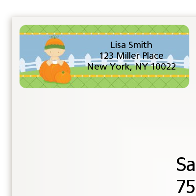 Pumpkin Baby Caucasian - Baby Shower Return Address Labels