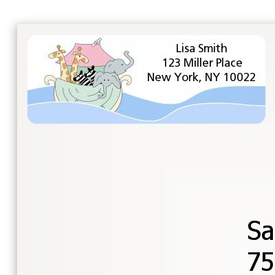 Noah's Ark Twins - Baby Shower Return Address Labels