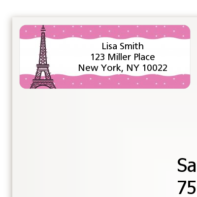 Pink Poodle in Paris - Baby Shower Return Address Labels