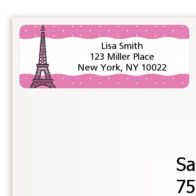 Pink Poodle in Paris - Birthday Party Return Address Labels