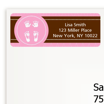 Baby Feet Pitter Patter Pink - Baby Shower Return Address Labels
