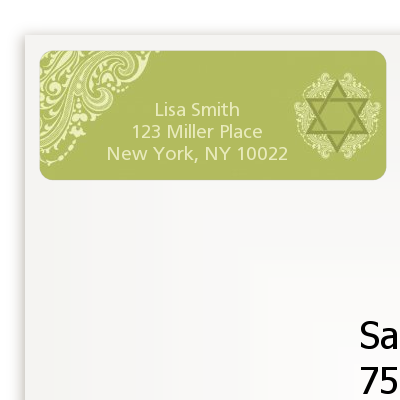 Jewish Star of David Sage Green - Bar / Bat Mitzvah Return Address Labels