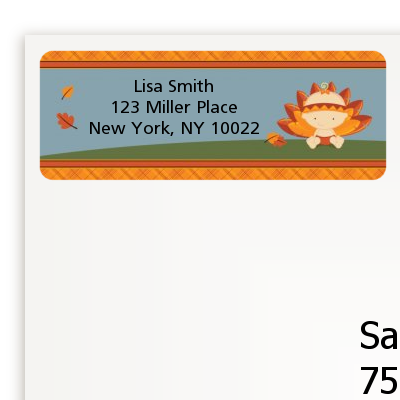 Little Turkey Girl - Baby Shower Return Address Labels