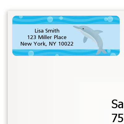 Dolphin - Birthday Party Return Address Labels